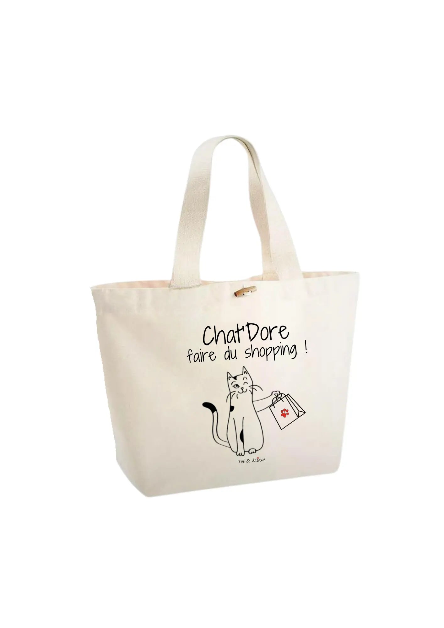 Sac Cabas "Chat'dore faire du shopping" Toi & Miaw