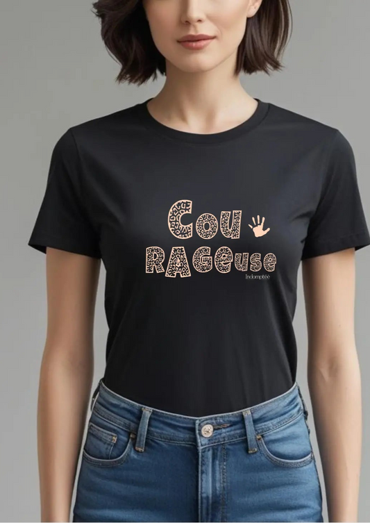 Tee-shirt Noir "Courageuse" Indomptée