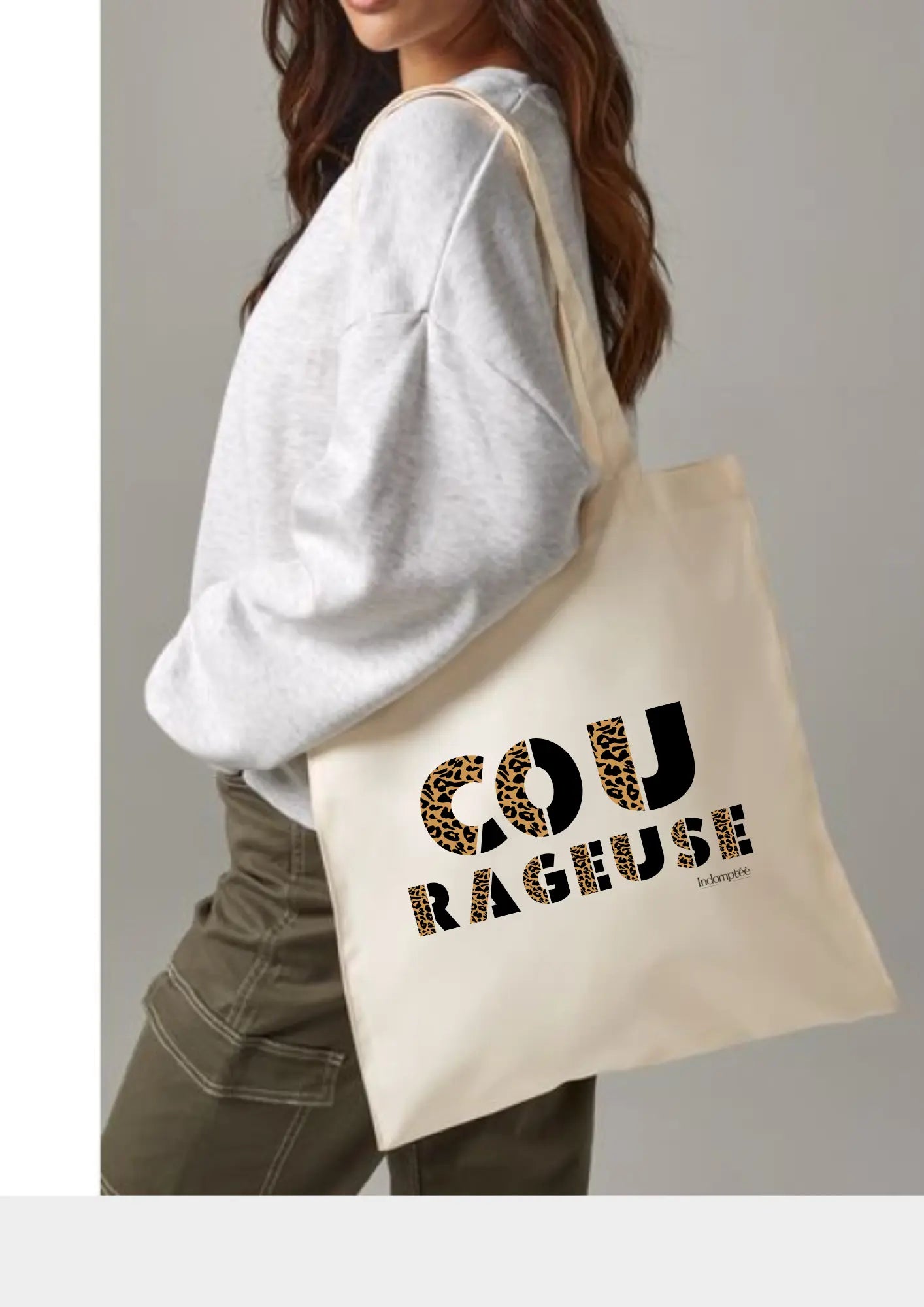 Tote bag "Femme courageuse" noir Indomptée