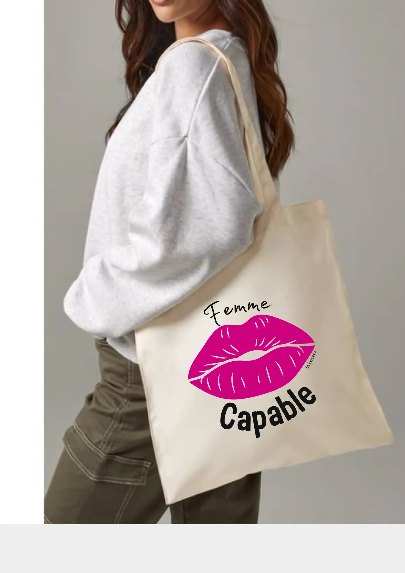 Tote bag "Femme capable" rose Indomptée