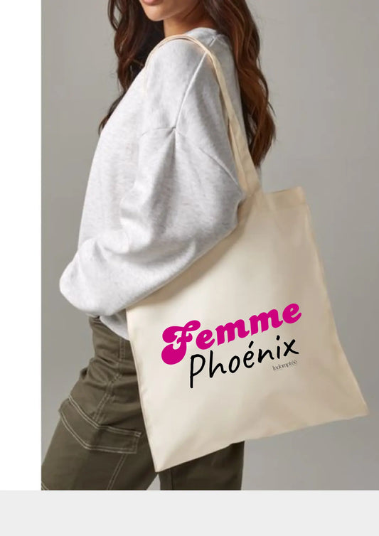 Tote bag "Femme Phoenix" Rose Indomptée